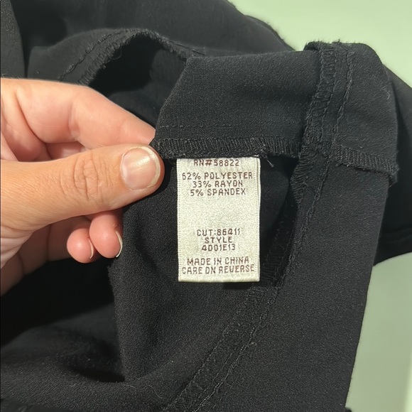 Black Mini Pencil Skirt with Ruffled Hem, Zipper & Button Closure - Picture 8 of 9